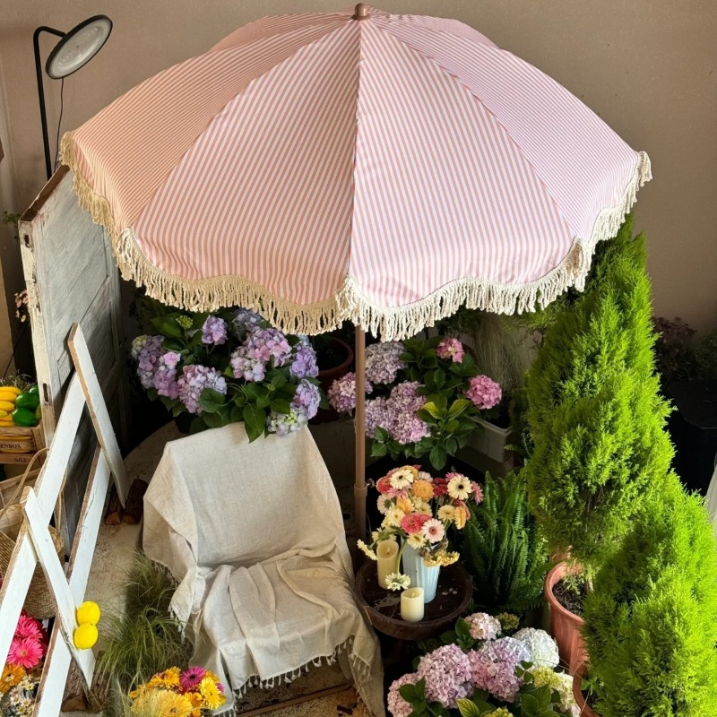 Gardening Tools Pink - Ombrellone da Giardino ZBN a Righe