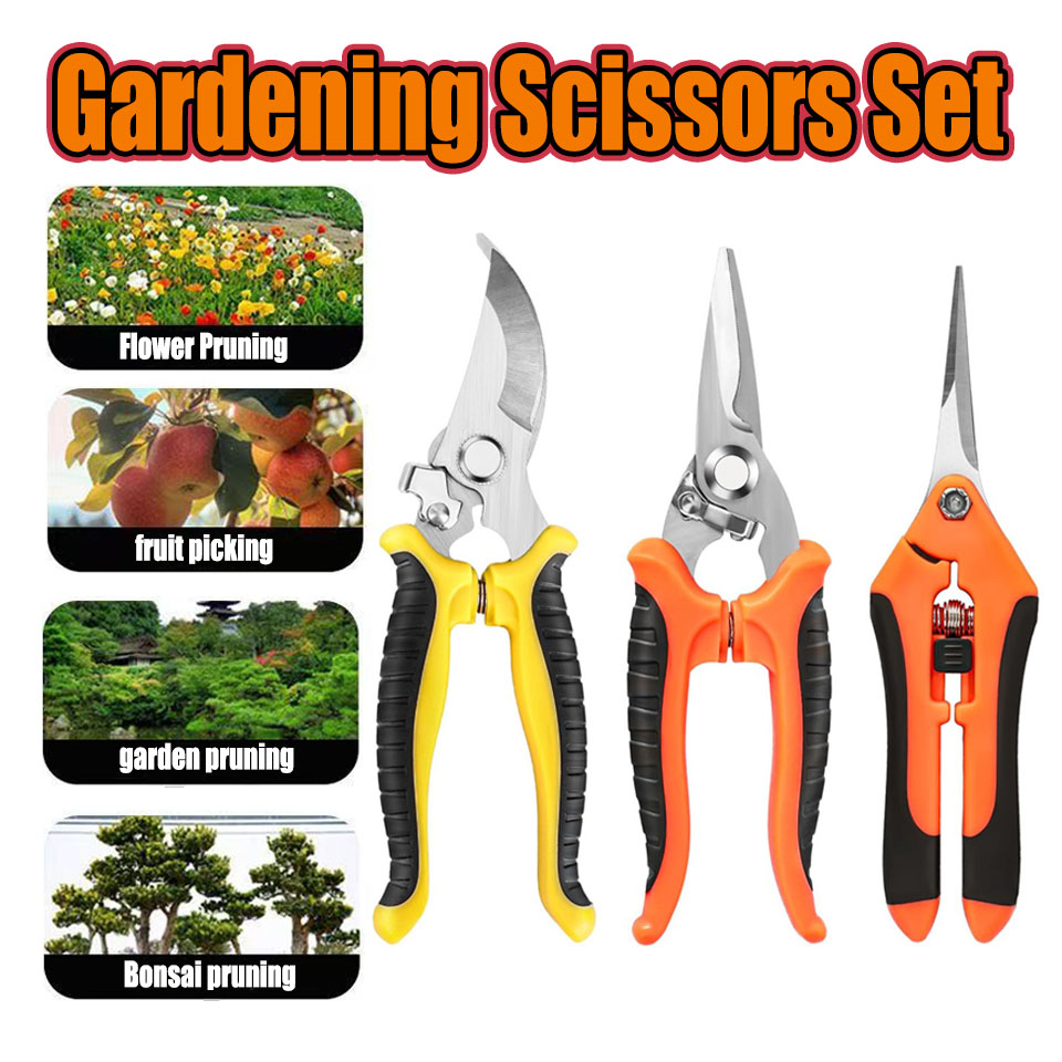Gardening Tools Pink - Set di 3 Forbici da Giardinaggio