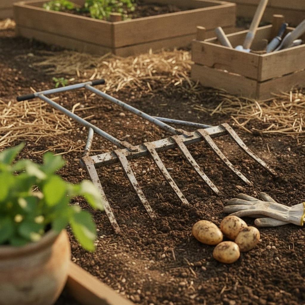 Gardening Tools Heavy Duty - Forca Agricola in Acciaio con Denti